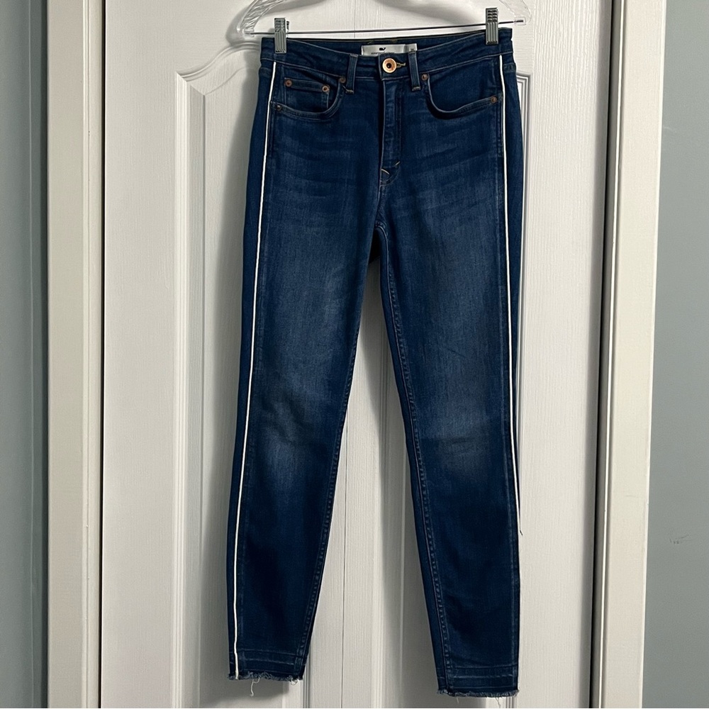 VINEYARD VINES skinny denim jeans with stripe women’s size 26 blue